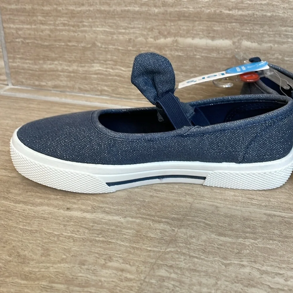 CARTERS NWT Girls Size 2 Mary Jane Shoes Navy Blue White Flats Bow Casual - Picture 11 of 11